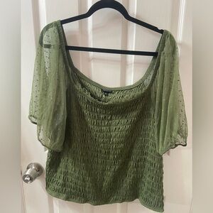 Torrid olive green ruched crop top